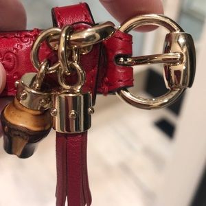 Authentic Gucci embossed leather skinny belt. RED!